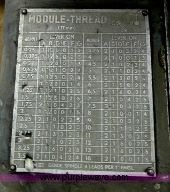 image for item G8911 Meuser & Company 8257 lathe threading machine