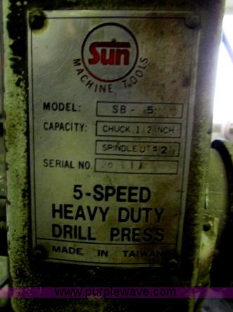 image for item G8914 Sun Machine tools SB-5 drill press