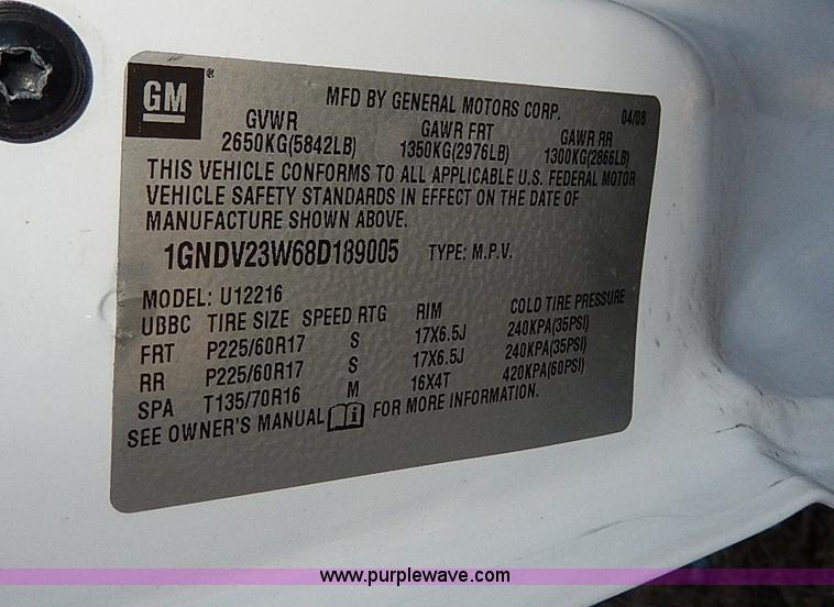 image for item H1289 2008 Chevrolet Uplander LS van