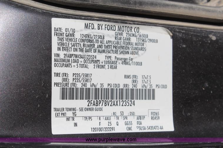 image for item H7844 2010 Ford Crown Victoria Police Interceptor