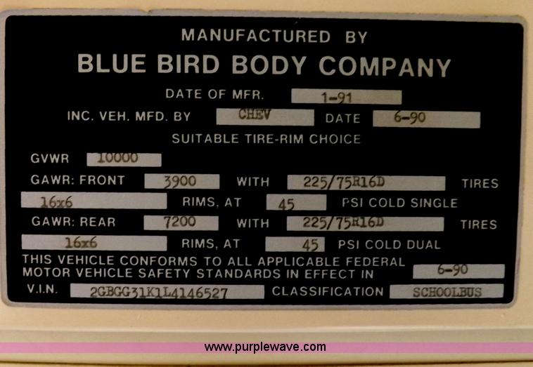 image for item I9196 1990 Chevrolet G30 transit vehicle