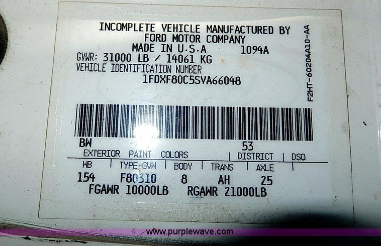 image for item I9468 1995 Ford F800 dump truck