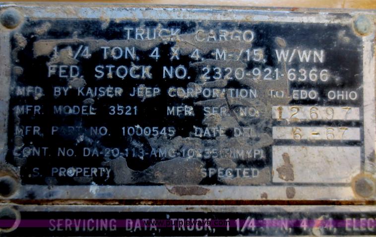 image for item C5402 1967 Jeep 1 1/4 ton truck