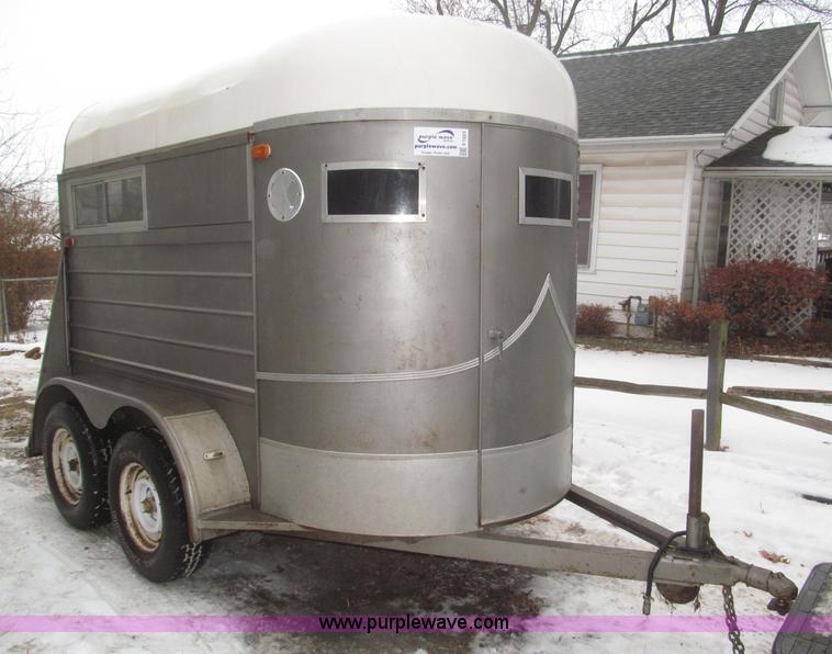 image for item F7223 1977 Flying L two horse tandem axle stock trailer