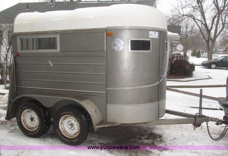 image for item F7223 1977 Flying L two horse tandem axle stock trailer