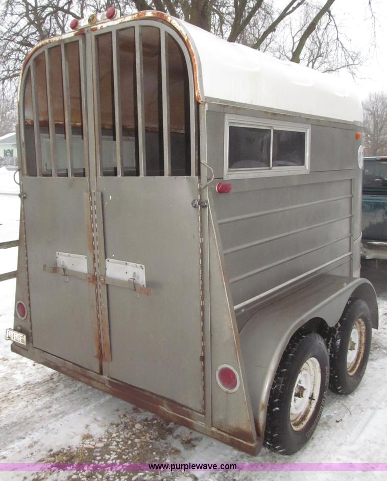 image for item F7223 1977 Flying L two horse tandem axle stock trailer
