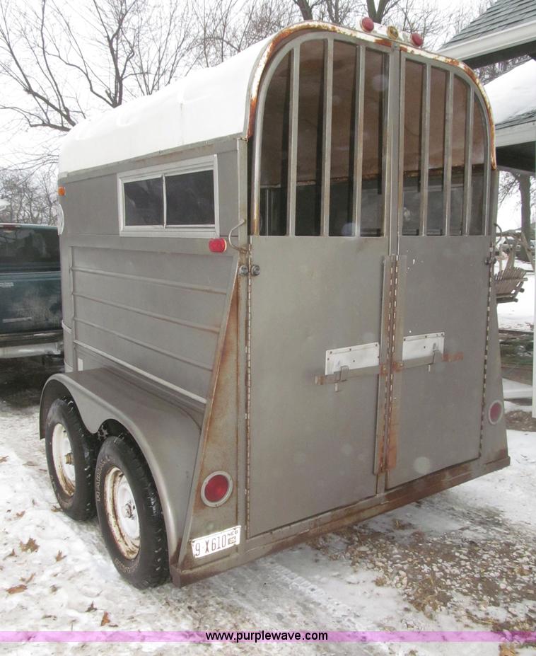 image for item F7223 1977 Flying L two horse tandem axle stock trailer