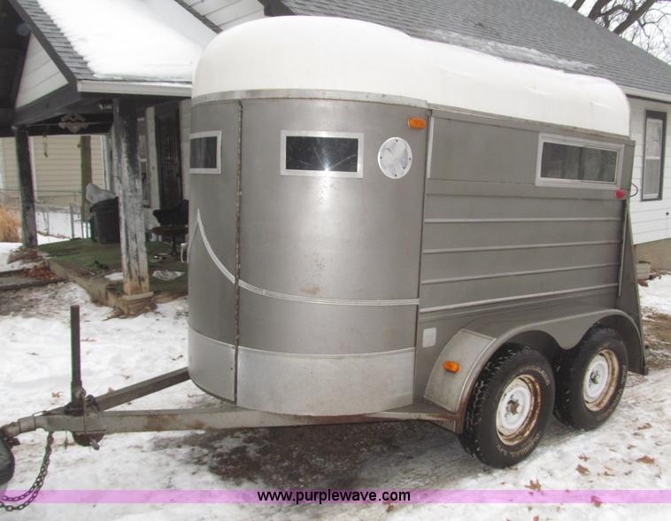 image for item F7223 1977 Flying L two horse tandem axle stock trailer