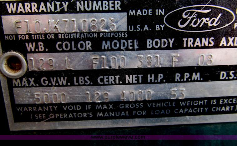 image for item G9641 1965 Ford F100 pickup truck