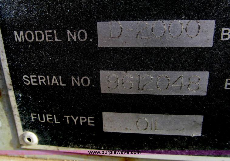 image for item G9636 2002 Sioux D2000 portable concrete plant water heater