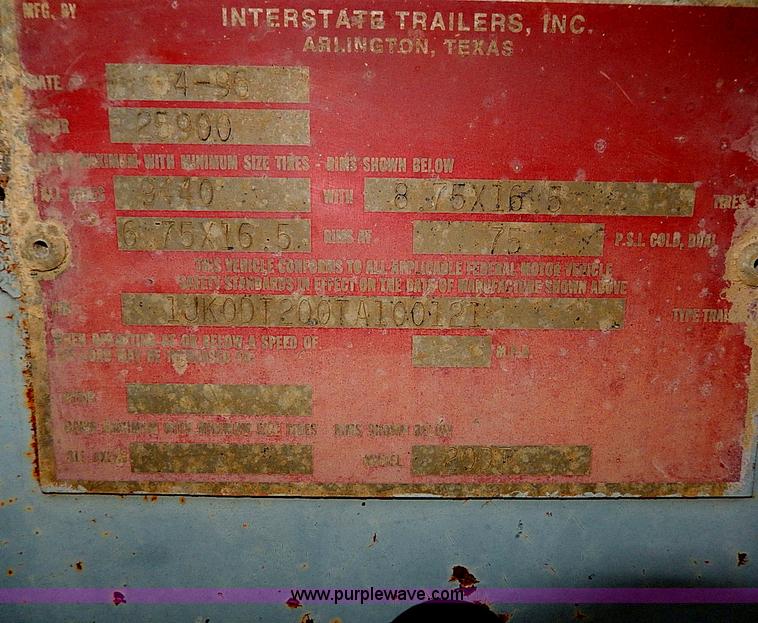 image for item H1256 1996 Interstate 20DT trailer