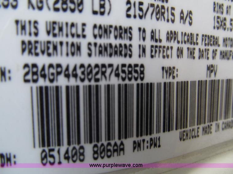 image for item G9612 2002 Dodge Grand Caravan Sport van