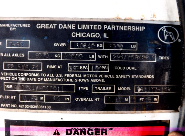 image for item I9230 2000 Great Dane refrigerated trailer