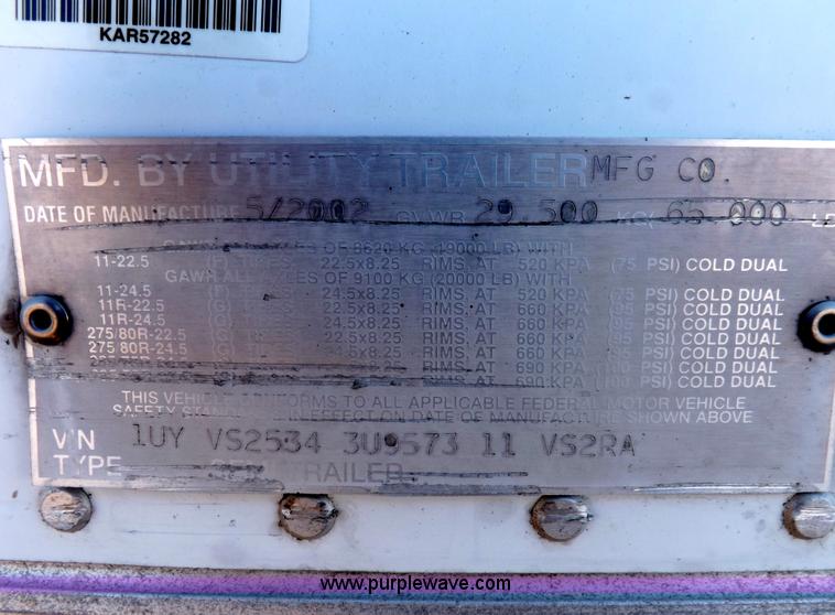 image for item I9233 2003 Utility 3000R refrigerated trailer