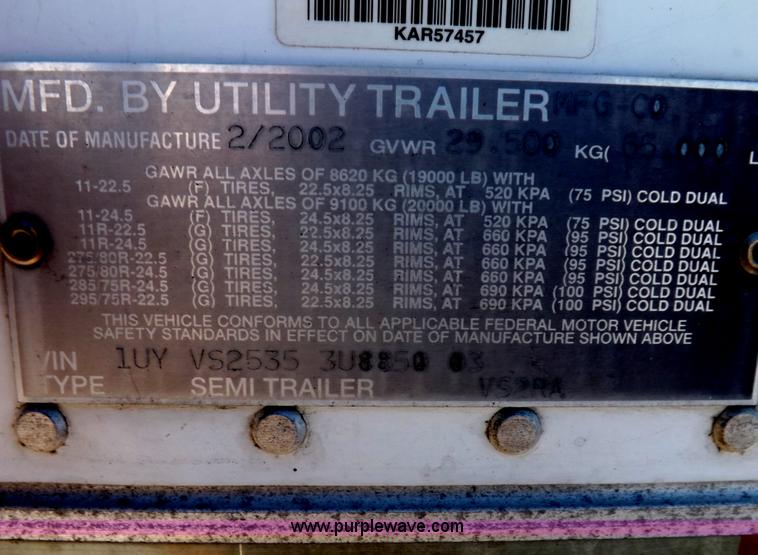 image for item I9234 2003 Utility 3000R refrigerated trailer