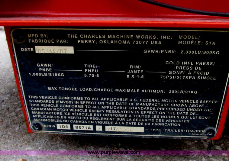 image for item F4860 2007 Ditch Witch SA1 tilt trailer