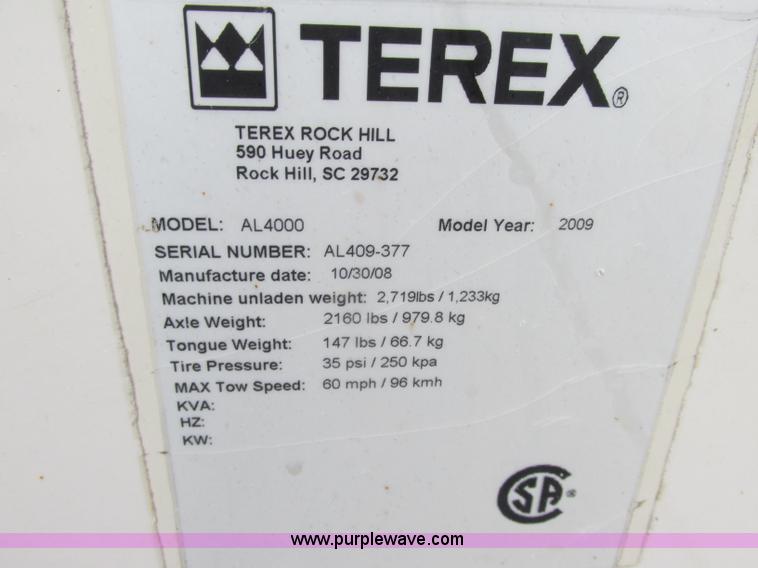 image for item F4861 2008 Terex AL4000 generator