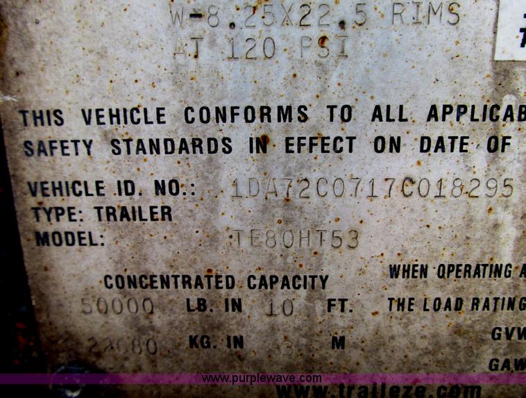 image for item G9174 2007 Trail-Eze TE80HT equipment trailer