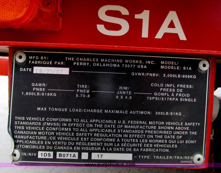 image for item G9175 2007 Ditch Witch S1A trailer