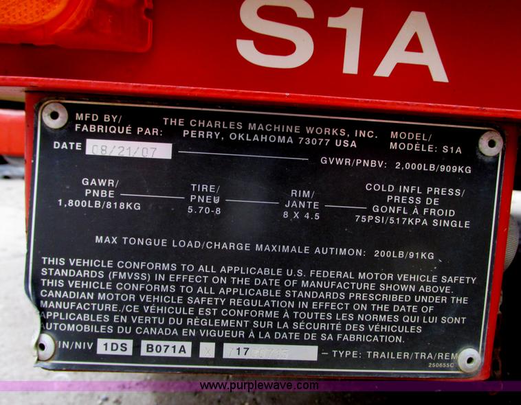 image for item G9175 2007 Ditch Witch S1A trailer