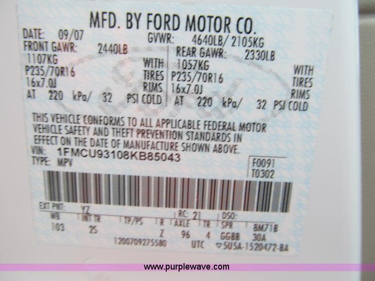 image for item G9567 2008 Ford Escape XLT SUV