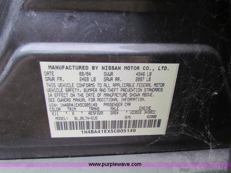 image for item AE9062 2005 Nissan Maxima SE