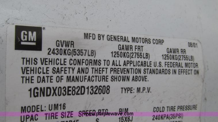 image for item G2247 2002 Chevrolet Venture LS van