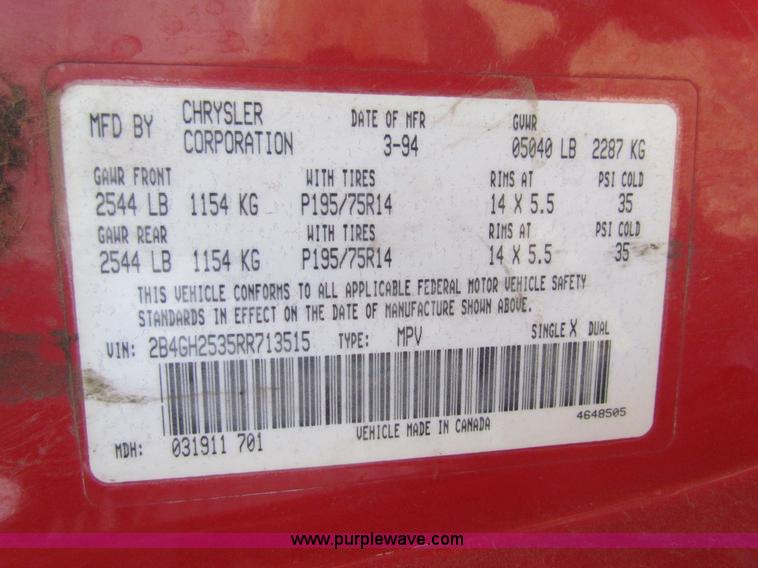 image for item G4477 1994 Dodge Caravan van