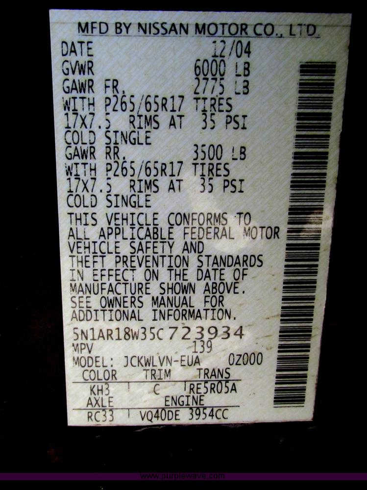 image for item G4481 2005 Nissan Pathfinder SUV