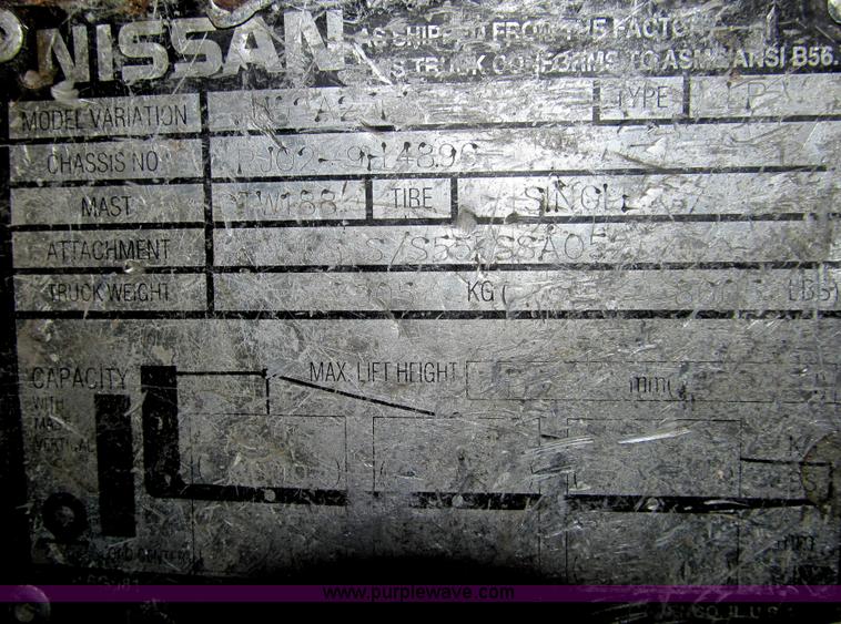 image for item G9603 Nissan 50 forklift