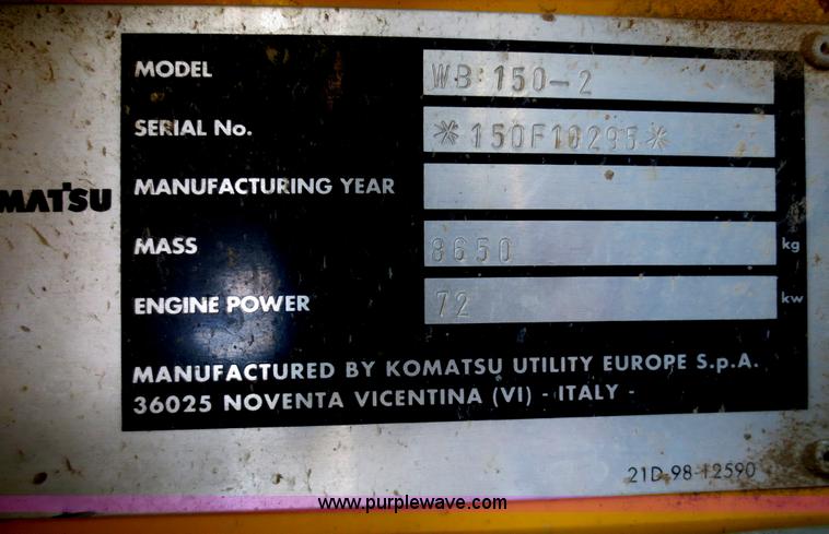 image for item F6753 2003 Komatsu 150 utility backhoe