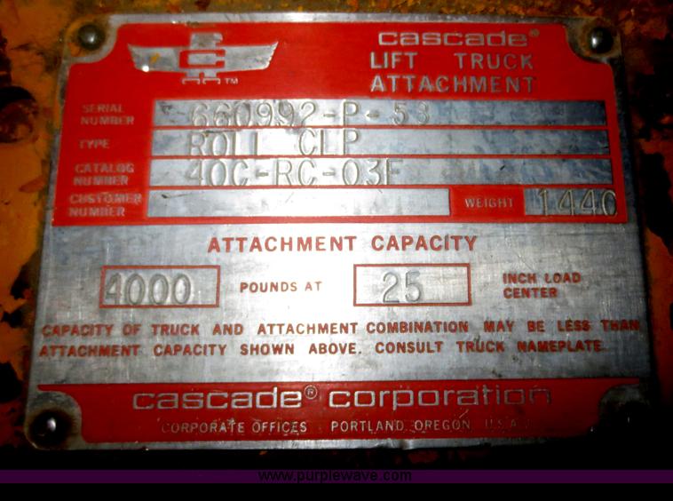 image for item F8141 Cas Cape Roll LLP lift truck attachment