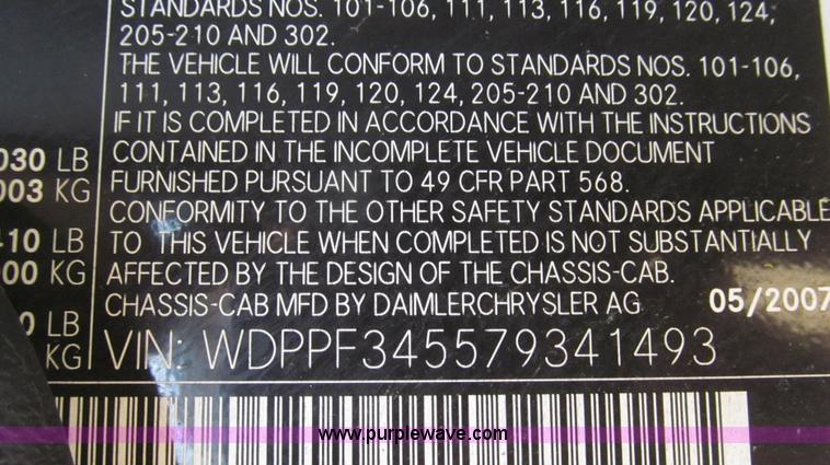 image for item G2255 2007 Freightliner Sprinter 3500 service truck