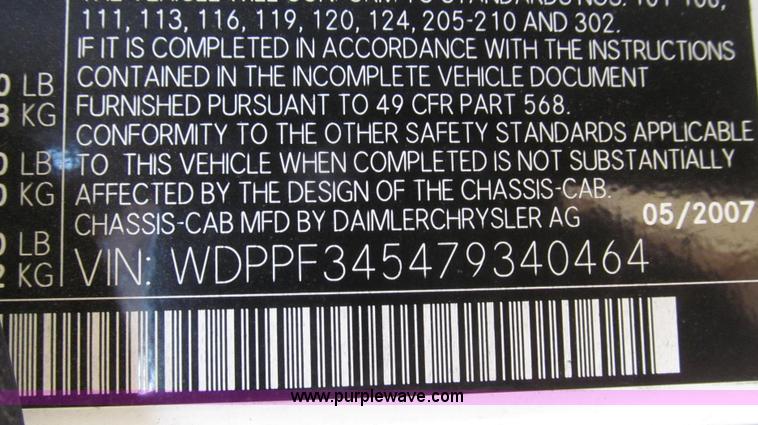 image for item G2257 2007 Freightliner Sprinter 3500 service truck