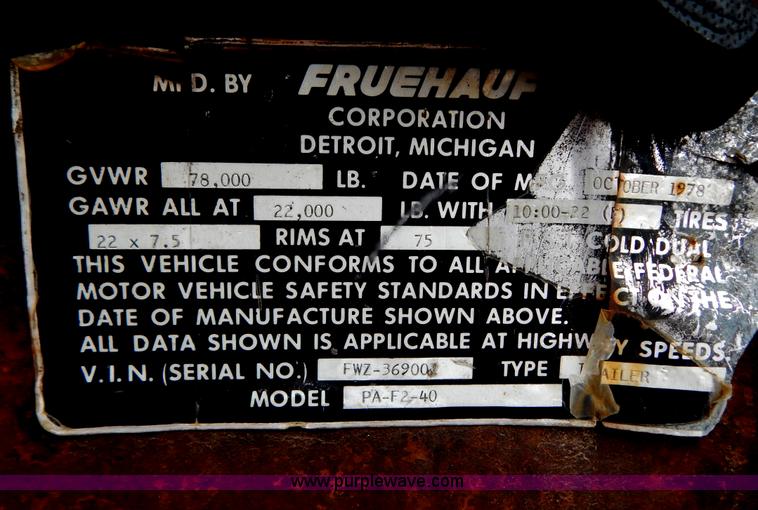 image for item I1219 1979 Fruehauf PA-F2-40 40' flatbed trailer