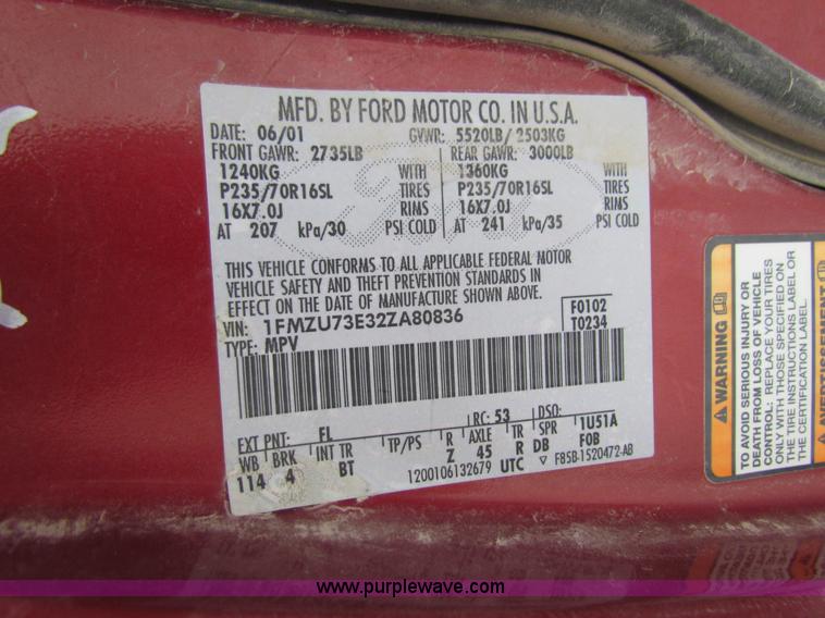 image for item AJ9465 2002 Ford Explorer XLT SUV