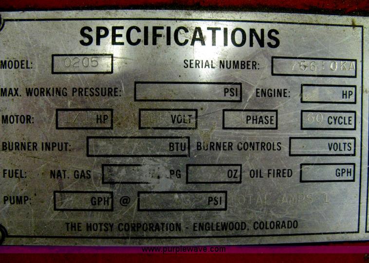 image for item AX9987 Hotsy 205 parts washer