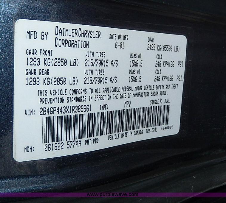 image for item I9409 2001 Dodge Grand Caravan Sport van