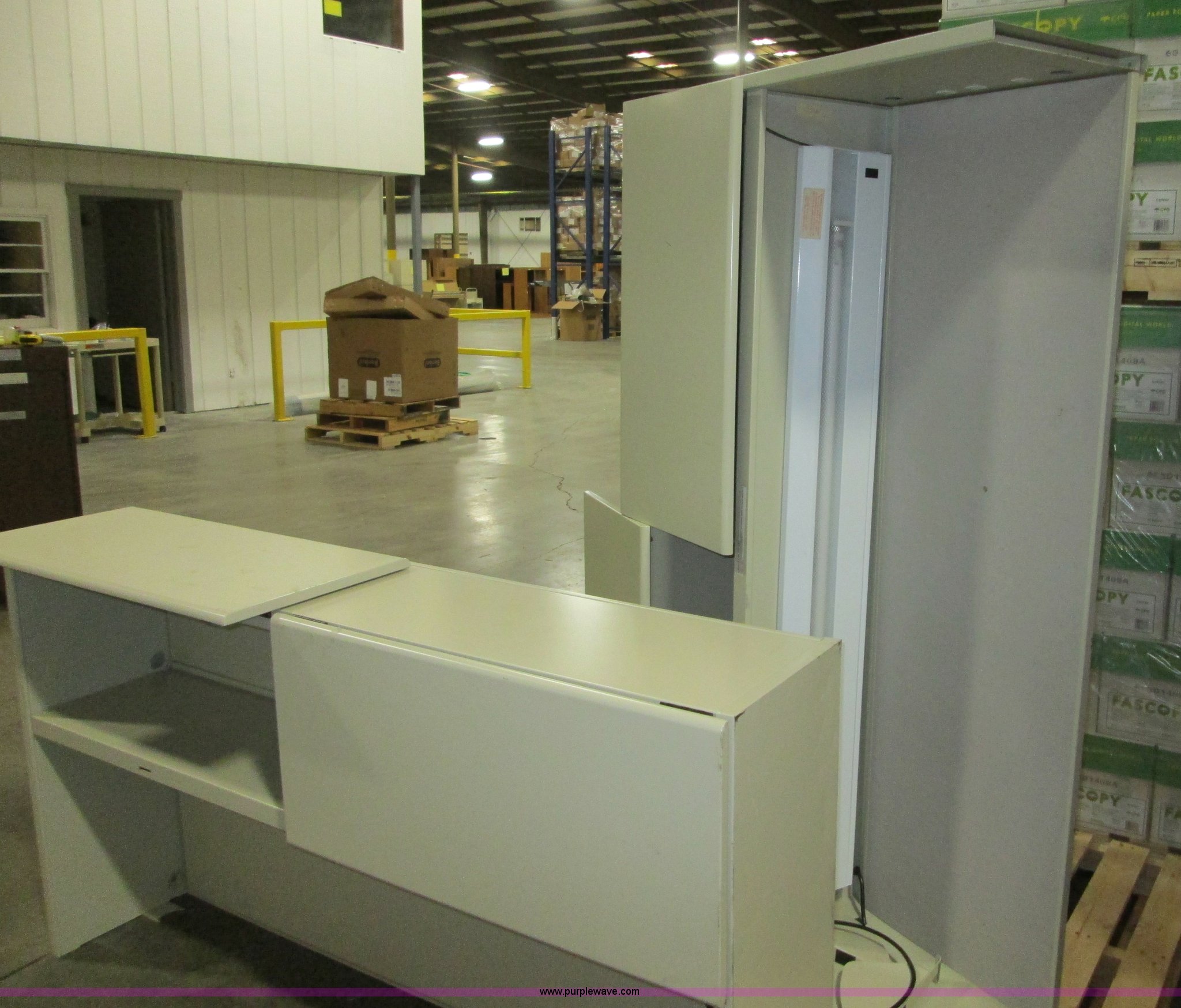 (2) metal desk hutches with lights in Lawrence, KS Item C1828 sold Purple Wave