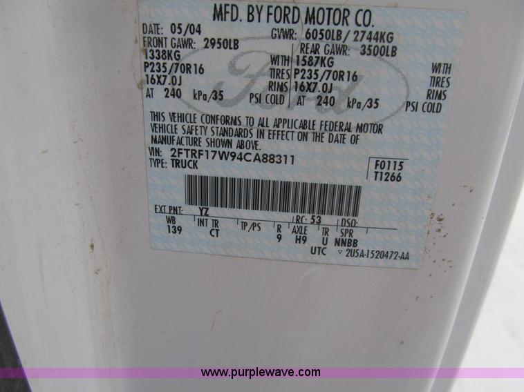 image for item E4663 2004 Ford F150 Heritage XL pickup truck