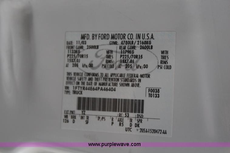 image for item H1363 2004 Ford Ranger XLT SuperCab pickup truck