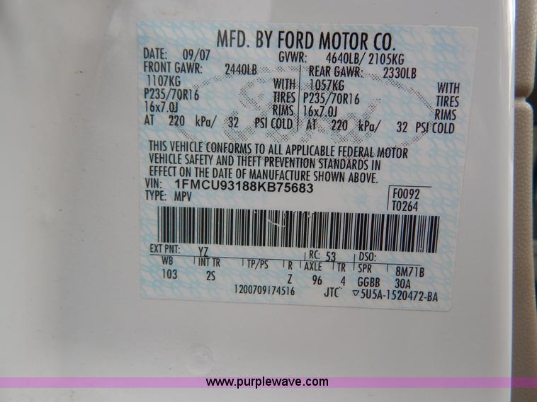 image for item H3887 2008 Ford Escape XLT SUV