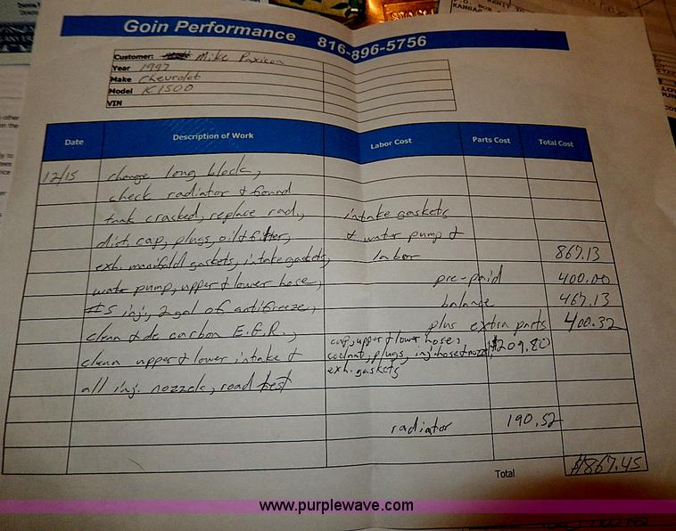 image for item I9416 1997 Chevrolet 1500 Z71 Ext. Cab pickup truck