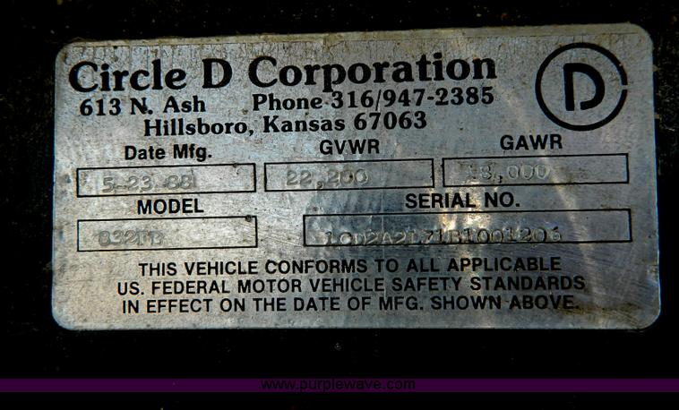 image for item AD9902 1988 Circle D gooseneck trailer