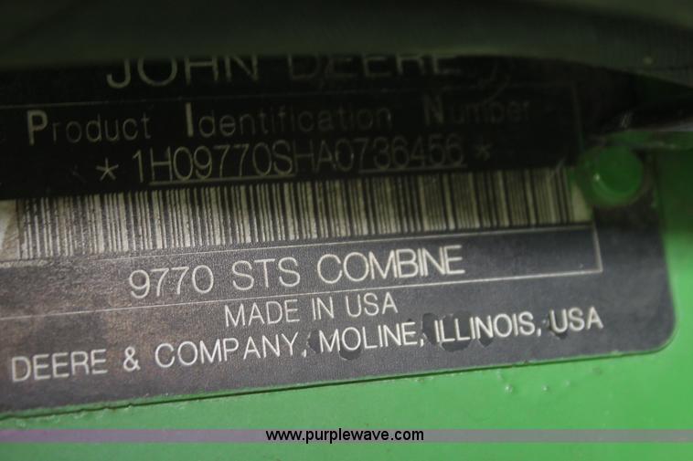 image for item G4067 2010 John Deere 9770 STS RWA combine