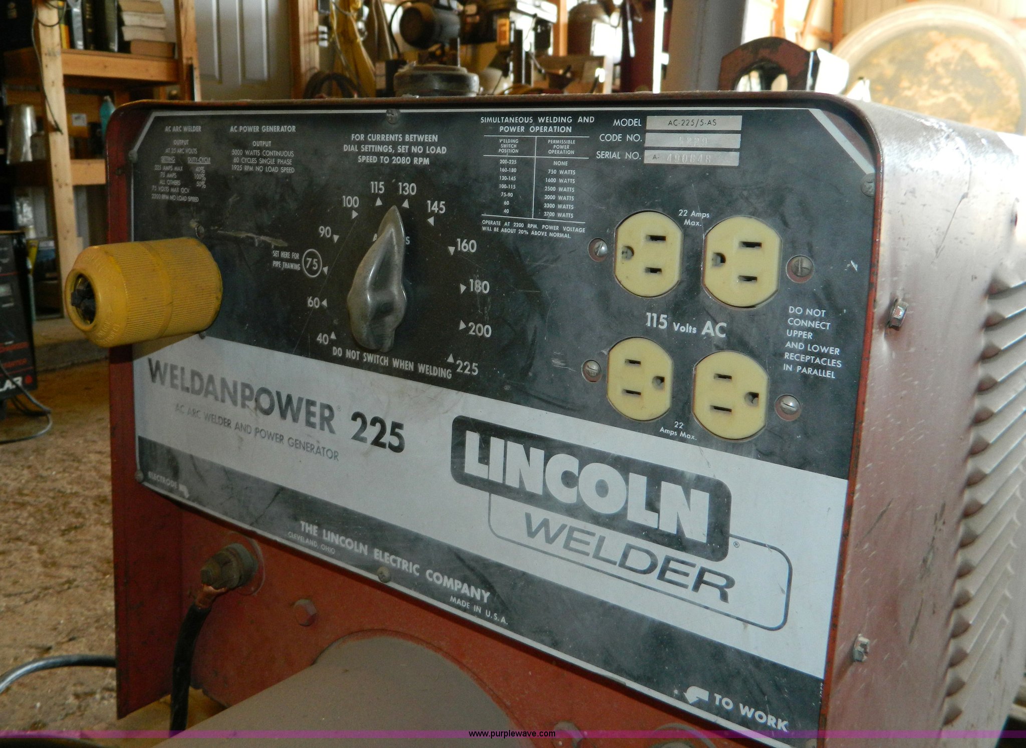 Lincoln AC225/5AS portable welder power plant in Gorham, KS Item