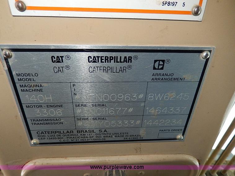 image for item H1314 1999 Caterpillar 140H articulated motor grader