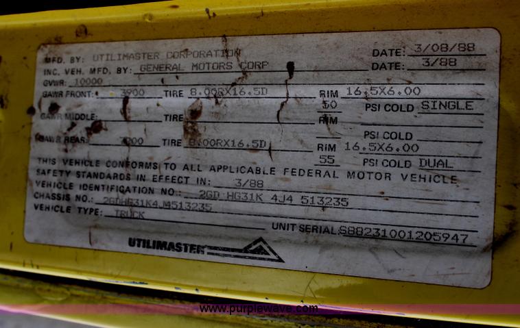 image for item H1353 1988 GMC Vandura G3500 box truck