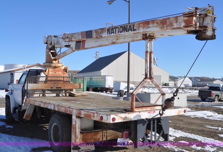 image for item G6421 1988 Chevrolet 7000 flatbed truck with crane