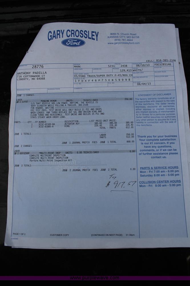 image for item H1321 2005 Ford F450 Super Duty XL flatbed truck